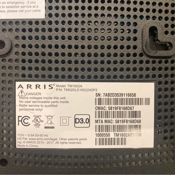 Arris Cable Modem Black Touchstone Docsis 3.0 MODEL #TM1602A - Picture 2 of 3
